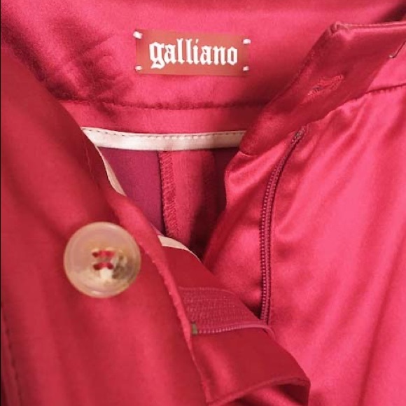 GALLIANO Red Midi Satin Pencil Skirt - Picture 13 of 13